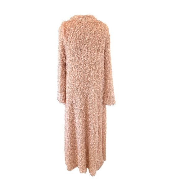 NWT Jella C. Blush Pink Long Maxi Textured Shaggy Cardigan - Picture 3 of 10